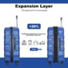 3 Piece Luggage Sets Pc Lightweight & Durable Expandable Suitcase With Two Hooks, Spinner Wheels, Tsa Lock, (21/25/29) - Dark Blue - Image 6