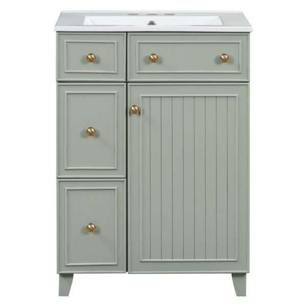 24" Bathroom Vanity Cabinet With Sink - Green