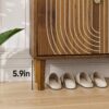 Modern Minimalist Shoe Storage Cabinet With 2 Flip Drawers And Metal Handles - Brown - Image 7