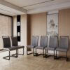 Modern Dining Chairs With High Back Upholstery, C Shaped Tube Design Metal Legs (Set of 2) - Gray - Image 13