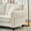 3 And 2 Seater Sofa With Rolled Arms And Nailhead Trim Upholstered Couch With Legs - Beige - Image 12