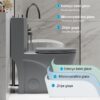 1 Piece Tornado Flush Toilet With Soft Close Seat And Dual Flush Siphonic S Trap - Light Gray - Image 9