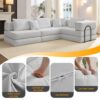 Oversized Upholstered Sectional Sofa Couch Set, Modular L Shaped Floor Sofa Set With 6 Pillows For Living Rooms - White - Image 22
