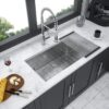 33" Undermount Kitchen Sink Single Bowl 16 Gauge, 10" Deep Basin - Brushed Nickel - Image 4