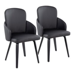 Dahlia - Contemporary Dining Chair (Set of 2) - Black - Faux Leather