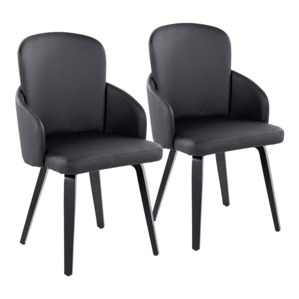 Dahlia - Contemporary Dining Chair (Set of 2) - Black - Faux Leather