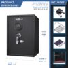 Large Digital Keypad Safe 1 45 Cubic Ft - Black - Image 3