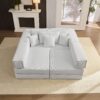 Oversized Upholstered Sectional Sofa Couch Set, Modular L Shaped Floor Sofa Set With 6 Pillows For Living Rooms - White - Image 6