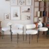 Extendable Dining Table Set With Curved Backrest Upholstered Chairs - Gray / White - Image 2