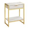 Accent Side Table, Storage Drawer, Marble Look, Contemporary & Modern - Beige - Image 8