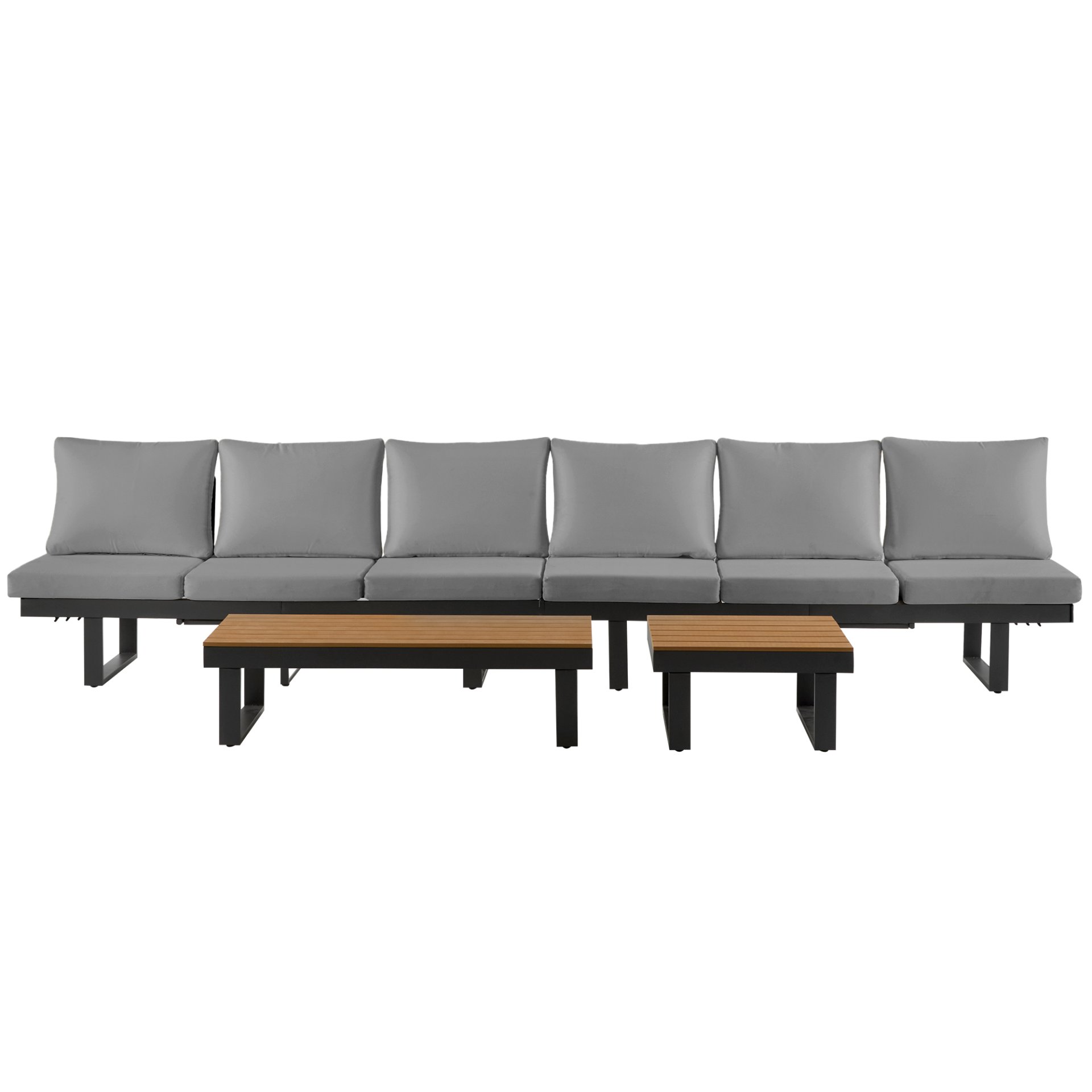 Outdoor Sectional Sofa Set With Adjustable Reclining Seats - Gray - Image 19
