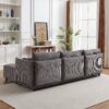 Multi Module Combination Style Sofa For Living Room And Other Lounge Spaces, Modern Minimalist Corduroy Combination Sofa With 2 Comfort Cushions With USB & C Charging Ports - Gray - Image 5
