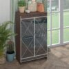 Elegant Decor Mirrored Shoe Cabinet With Edging Double Door Storage Cabinets Glass - Brown / Silver / Gray - Image 8