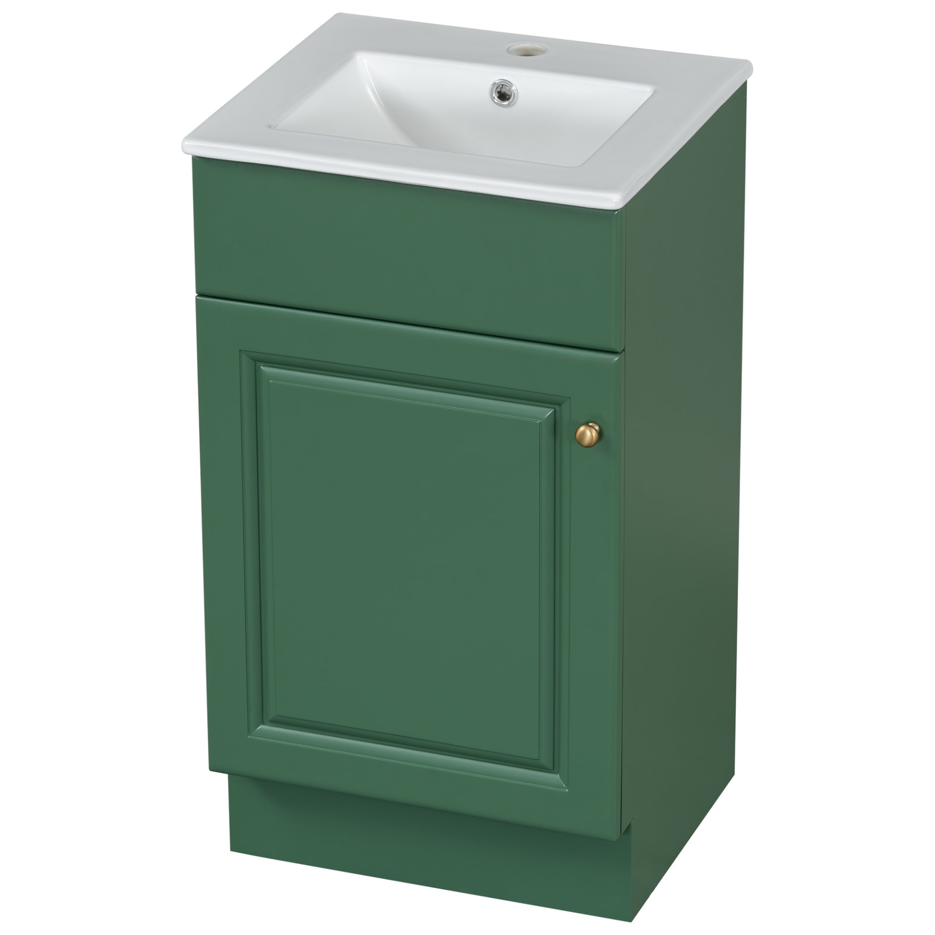 18" Bathroom Vanity With Sink, & Ceramic Cabinet With Adjustable Shelf - Green - Image 11