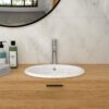 Semi Recessed Bathroom Sink With Countertop Vessel Design, 17" X 15.5" - White - Image 6