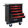 6 Drawer Multifunctional Tool Cart With Wheels, Metal Rolling Tool Cart Storage For Garage Workshop Warehouse Repair Shop With Stainless Steel Roof - Black / Red - Image 10