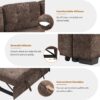 L-Shape Sofa Bed Pull-Out Sleeper Sofa With Wheels, USB Ports, Power Sockets For Living Room - Brown - Image 7