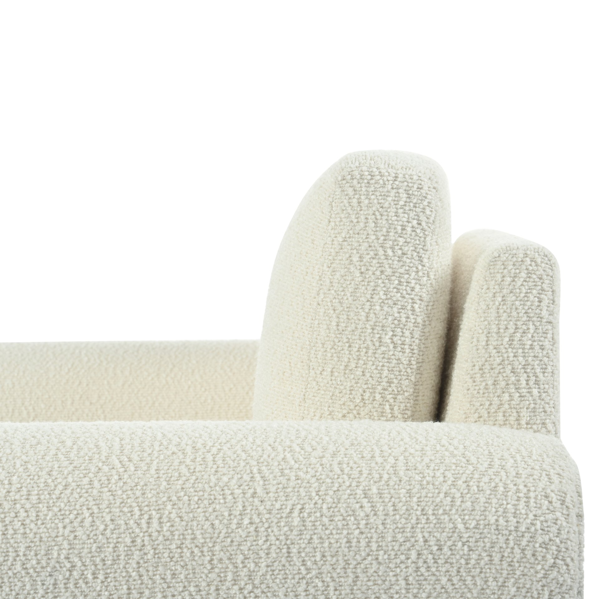 Modern Boucle Upholstered Accent Chair Luxurious Comfort & Sturdy Support, Solid Wood Frame - Ivory - Image 19