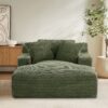 Cloudline - Oversized Chaise Lounge Chair In Soft Corduroy, Modern Comfy Couch With Full Foam Cushioning, Cozy Sleeper Sofabed For Living Room - Green - Image 8