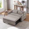 Convertible Sofa Bed Loveseat Sofa With Three USB Ports, Two Side Pockets, Two Cup Holders And 360° swivel Phone Holder For Living Room - Light Gray - Image 9