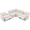 Power Recliner Corner Sofa Home Theater Reclining Sofa Sectional Couches With Storage Box, Cup Holders, USB Ports And Power Socket For Living Room - Beige - Image 16
