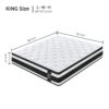 12" King Size Hybrid Mattress 7 Zoned Individual Pocket Spring Breathable Memory Foam Mattress - White / Black - Image 8