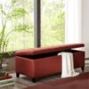 Shandra - Tufted Top Soft Close Storage Bench - Rust Red - Image 2
