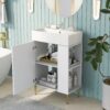 Hearth & Haven Amelia - Bathroom Vanity With Storage Cabinet, Single Ceramic Sink And Right Side Storage - White - Image 6