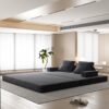 Multifunctional Convertible Sofa Bed With 2 Tumbler Backrests And 2 Pillows, Diy Modern Upholstered Couch - Dark Gray - Image 13