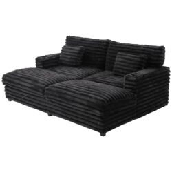 Oversized Double Chaise Lounge Sofa Bed With USB Ports And Cup Holders - Black