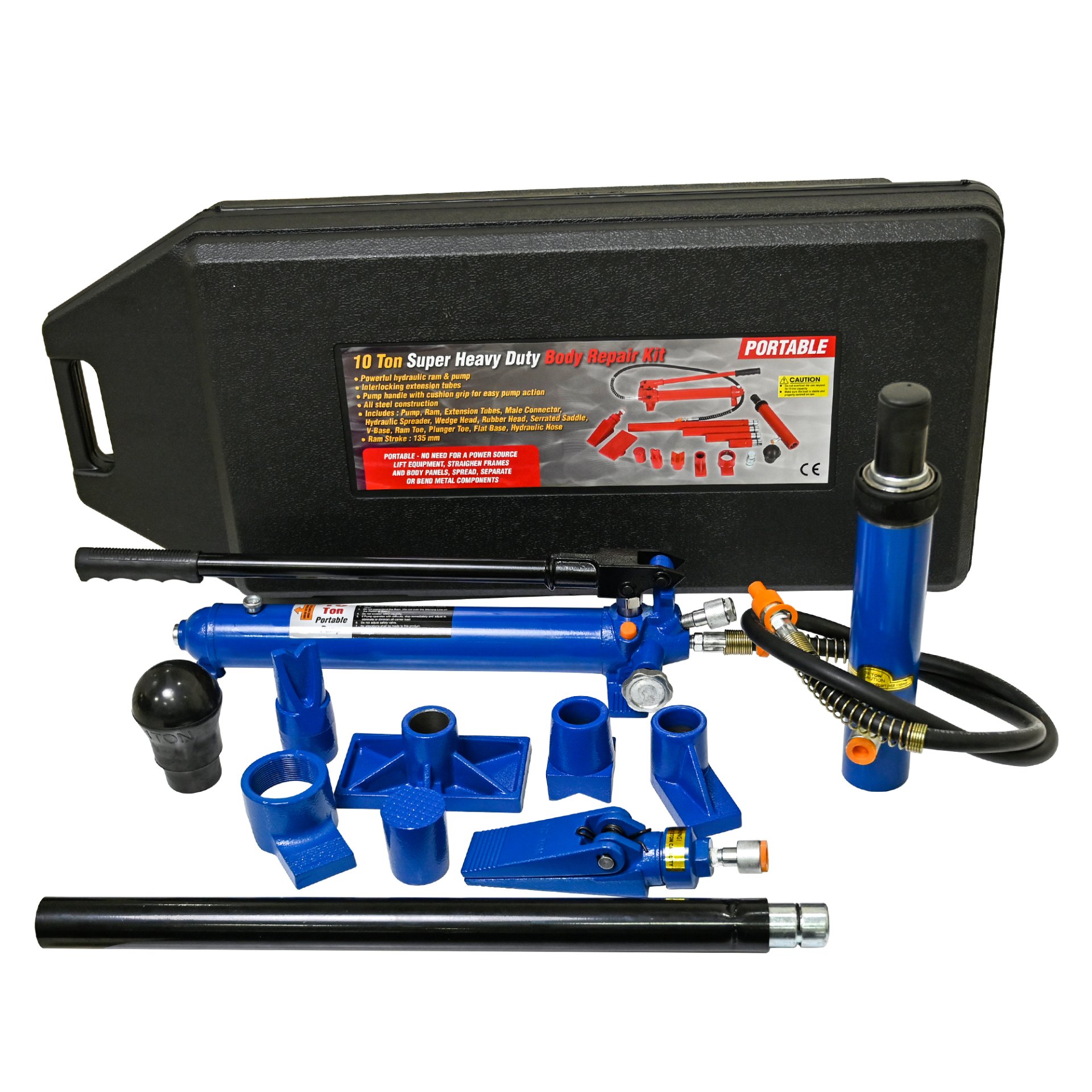 10 Ton Portable Hydraulic Equipment Kit For Metal Work - Black / Blue - Image 9