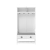 3 In 1 Hallway Hall Tree With Cushion, Storage Drawers, Hooks Shelves - White - Image 14