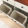 Barn Door Double Tilt Out Trash Cabinet For 20 Gallon Cans With Free Standing Recycling And Laundry Storage - Brown / Antique White - Image 14
