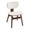 Modern Boucle Fabric Upholstered Side Chair, Bentwood Frame - White / Walnut - Image 5