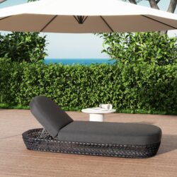 Willow - Sunbrella Upholstered Patio Lounger - Graphite Gray / Black