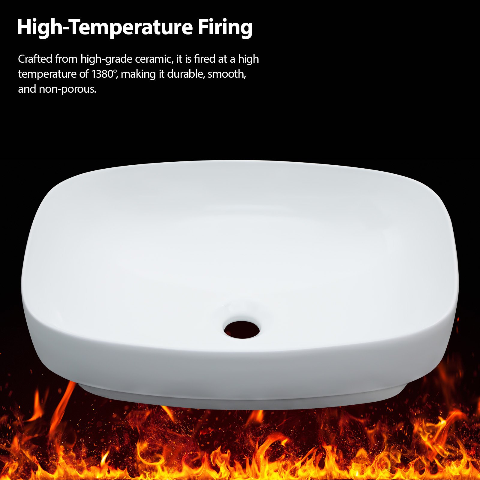 Modern Semi Recessed Ceramic Bathroom Sink With Vessel Design - White - Image 8