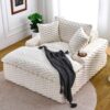 Harbor - Comfortable Luxury Sofa Turtle Fleece Fabric - White - Image 3