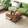 Rustic Flip Top Coffee Table With Hidden Storage - Black / Brown - Image 10