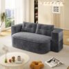 2 In 1 Foldable Sofa Plush Corduroy Sofa Convertible Floor Sofa Bed Deep Seating With Multi Functional Blanket Suitable For Living Rooms - Dark Gray - Image 5