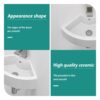 Triangle Porcelain Wall Mount Vessel Sink With Single Faucet Hole & Overflow - White - Image 4