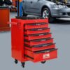 Rolling Metal Tool Chest With 6 Drawers, 20" Steel Storage Cabinet With Ball Bearing Slides - Red / Black - Image 13