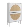 2 Door Shoe Rack, Rattan, Double Layer, Suitable For Living Room, Hallway - White - Image 6