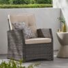 St Marta - Single Sofa Outdoor Relaxation Seat Rattan Waterproof Fabric - Gray - Image 5