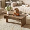 Modern Minimalist Coffee Table Set, Rectangle Coffee Table With Splicing Design, Multifunctional Combination Table For Living Room - Natural - Image 3