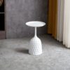 Wine Cup Metal Side Table, Small Sofa Table, Round White Nightstand - White - Image 5