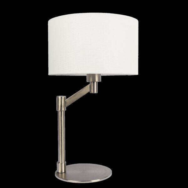 Horizon - Table Lamp With On / Off Switch Curved Base Linen Shade - Brushed Nickel / Silver / White