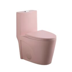 Fan Shaped Design 1 Piece Toilet With Elongated Bowl And Soft Close Seat, Dual Flush 1.1 / 1.6 Gpf - Pink Flower