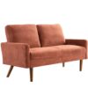Loveseat Sofa, European Style With Sleek Design, Modern & Vintage Flair, Upholstered 2 Seater Couch - Pumpkin Orange - Image 3