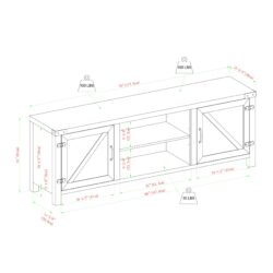 Rustic Farmhouse Double Barn Door 70" TV Stand For 80" TVs With Center Shelves - Stone Gray
