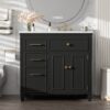 Modern Bathroom Vanity With Ceramic Sink, Freestanding, One Tip - Out Drawer, 3 Side Drawers, Adjustable Shelf - Beige - Image 4